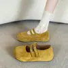 Zapatos Planos de Ballet Retro Suaves para Mujer 2026 con Hebilla Plana de Gamuza Estilo Francés que Aumentan la Altura para Primavera y Otoño