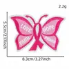 Parche de tela rosa inspirador y benéfico con bordados de cinta rosa, motivos de corazón y mariposa, decoración de insignia, accesorio de ropa, emblema bordado