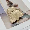 Hebilla Decorativa de Metal Plegado Estilo Europeo Hoja de Ginkgo Hebilla de Conexión Frontal para Traje de Baño Bikini de Lujo Ligero