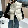 2026 Novo Colete Plus Size Solto Feminino Curto Gola Alta Engrossado Inverno Feminino Branco Arroz Preto Jaqueta de Algodão Roupa Feminina