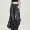 Jeans de pierna ancha negros y grises estilo retro americano para mujer, nuevo estilo primavera y otoño 2026, pantalones rectos holgados adelgazantes para chicas a la moda