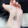 Pequenas explosões de batata doce bênção de boa sorte pingente de cabaça de ametista natural S925 prata diamante leste de gás roxo colar