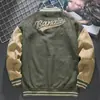 Chaqueta de béisbol de gamuza para hombre, estilo retro americano de otoño e invierno, corte holgado, chaqueta bomber bordada, moderna