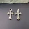 Collar de Cruz de Cobre Chapado en Oro para Mujer, Doble Cruz, Estilo Europeo y Americano Transfronterizo, Joyería con Doble Colgante Totalmente Diamantado para Parejas, Hombres y Mujeres