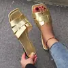 Comercio exterior transfronterizo talla grande Nuevas zapatillas para mujer de 15 colores punta cuadrada plana zapatillas con costuras de cuero sandalias para mujer