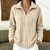 2026 Roupa Feminina Europeia e Americana Transfronteiriça Outono/Inverno Nova Moletom Casual Quente de Pelúcia com Meio Zíper e Gola Reversível Manga Longa Top Feminino