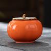 Tarro de té de cerámica Ruyi caqui de color sólido directo de fábrica, tarro sellado, tarro de dulces, té, regalo de mano, tarro de dulces para boda