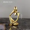 Ornatos Criativos de Figuras Abstratas Douradas e Prateadas Eletrodepositadas, Decorações para Estante e Sala Modelo, Artesanato em Resina, Adereços de Fotografia