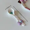 Colher de Cerâmica Esmaltada Estilo Ins Aparência Sofisticada Fofa Doméstica com Cabo Longo Colher de Comer Colher de Sobremesa Colher para Iogurte Aveia
