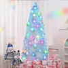 Árbol de Navidad de Fibra Óptica Blanco Luces LED de Colores Copos de Nieve Brillantes+Estrella en la Punta del Árbol+PVC Encriptado Decoración Navideña Familiar