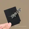 Presilha de cabelo única e sofisticada com laço totalmente cravejado em formato gatinho, presilha bico de pato de luxo leve, acessório de cabelo minimalista lateral