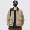 Jaqueta Masculina de Costura Falsa Duas Peças Primavera e Outono 2025 Nova Versão Larga Moda Casual Designer Jaqueta de Trabalho Masculina