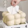 Caja de pañuelos de cerámica para escritorio Portarrollos de servilletas Sala de estar Estilo Ins Adorno de algodón de azúcar Decoración Almacenamiento Estilo Ins