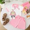 2025 Novo Estilo de Verão Meninos e Meninas Desenho Animado Gola Redonda Manga Curta Roupa Bebê Casual Shorts Conjunto de Duas Peças Moderno Entrega