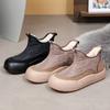 Sapatos de Algodão da Moda de Sola Grossa 2025 Inverno Novo Lã de Ovelha Espessada Botas de Neve Casual Versátil Antiderrapante Impermeável Botas de Algodão