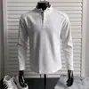 Venta Directa de Fábrica Sudadera con Cuello Henry Hombro Normal para Hombre Otoño Diseño de Retazos Desconstruidos Americanos Camiseta de Manga Larga Capa Base