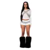 Moda Feminina Tendência 2026 Novo Harajuku Ins High Street Camiseta Estampada Gola Redonda Calça Ultra-Curta Sexy Conjunto Y2K