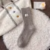 Meias Longas para Mulheres com Etiqueta de Tecido de Lã Estilo Coreano, Dachshund, Espessadas para Outono e Inverno, Meias Quentes de Cano Médio, Meias Maternidade Estilo College