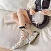 Medias de Lunares para Mujer, Calcetines de Seda de Cristal Dulces Ultradelgados con Lazo, Estilo Coreano Estilo Chica Joven Calcetines para Sandalias, Antibacterianos y Desodorantes