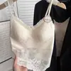 Camisola de encaje estilo francés para mujer, sin costuras con copas fijas incorporadas, no necesita sujetador, transpirable y cómoda, adecuada para usar en capas o como prenda exterior, con un hermoso diseño en la espalda