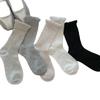 Meias de renda infantil, meias de comprimento médio, meias finas de verão, meias de balé da moda, meias empilhadas com pequenos sapatos de couro, meias cinza