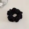 Scrunchie de camada dupla com babados e bolinhas, estilo coreano, versátil e suave, com uma vibe casual, elástico para prender o cabelo, acessório de cabelo