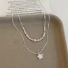 Collar Colgante de Perlas de Zircón con Cuentas de Estrella, Moderno y Elegante, Cadena Sencilla para Clavícula, Lujo Ligero, Sensación de Alta Gama, Accesorio Versátil