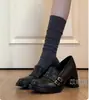 Mocassins Retrô Francês de Couro Femininos 2026 Novo Salto Grosso Solado Grosso Sapatos Pequenos de Couro Slip-on Salto Alto Sapatos de Salto