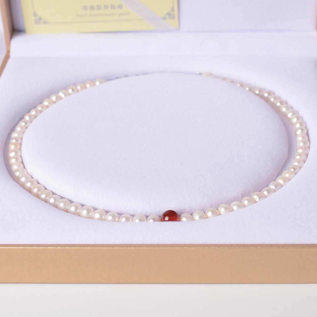 6-7mm近圆天然淡水珍珠妈妈链项链