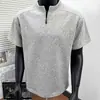 Versátil Juvenil Meia-Zip Desconstruído Manga Curta Masculino Verão Tendência Par Top Casual Esportivo Camiseta Camisa Polo