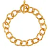 Pulsera de Acero de Titanio con Hebilla OT de Moda Estilo Ins Europeo y Americano Cadena Estampada para Mujer Chapada en Oro PVD Joyería de Mano de Nicho