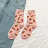 Meias de Meia-Perna Frutadas Doces e Fofas Estilo Japonês Ins Tendência Morango Pêssego Abacate Meias Estilo Preppy
