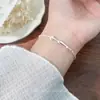 Pulsera de Plata de Ley S925 Fresca y Sencilla con Diseño de Pez, Dulce Pulsera Estilo Ins de Peces Pequeños Perla y Plata Rota S8080