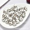 Nova 16mm de lótus contas redondas diy abelha listras das crianças favo de mel duas cores ornamentos decorativos contas de madeira acessórios de jóias