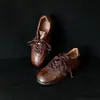 Sapatos Únicos de Couro de Vaca para Artesão de Couro, Bico Redondo com Cadarço, Estilo Esportivo Casual, Sapatos de Treino Alemães que Aumentam a Altura, Novos Sapatos Femininos de Outono