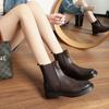 Botas estilo retro europeo y americano para mujer, estilo británico, de principios de otoño, con punta redonda, suela gruesa y fina, botines con tacón grueso y correa de goma.