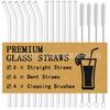 Juego de 16 piezas traje de pajita de vidrio reutilizable pajita para beber de vidrio transparente pajita para bebidas de té con leche café