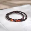 Pulsera de Cuentas Budistas Fina de Sándalo Rojo Hoja Pequeña 4m, Estilo Antiguo de Jade Hetian Simple, Pulsera de Sándalo Fresca de Múltiples Vueltas para Mujeres Artísticas