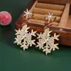 Estilo Lujo Ligero Europeo y Americano Pendientes de Plata con Clavo de Diamante Esmaltado de Ciervo Copo de Nieve Ambiente Navideño Pendientes de Gama Alta Nicho