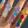 Anillo de plata de ley 925 con diamantes de alto carbono para mujer, anillo de circonita 8A con corte cuadrado de flor de hielo, color tesoro, explosiones en vivo.