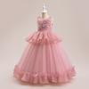 Vestido infantil transfronterizo europeo y americano, falda de pastel abullonada, apliques, vestido de princesa, vestido infantil para pasarela, anfitrión, banquete