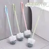 Cepillo para Inodoro de Cabeza Redonda Mango Largo Limpieza de Ángulos Muertos Cepillo Especial para Inodoro Cepillo para Inodoro del Hogar Cepillo de Baño Montado en la Pared