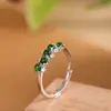 Anel de Prata S925 com Incrustação de Jadeíta de Grau A Exquisito Simples Moda Luxo Leve Versátil