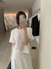 Blusa Sencilla de Encaje Patchwork + Falda de Encaje Patchwork a la Moda, Ropa Femenina Estilo Coreano, Nuevo Estilo de Verano