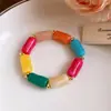Colar Patchwork Cilíndrico Gradiente Acrílico Dopamina Corrente de Clavícula Doce Fresco Joia de Nicho High-End para Mulheres