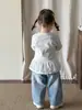 Roupas Infantis Zhe Li Conjunto para Meninas Primavera 2026 Novo Estilo Roupas Infantis Jaqueta Moletom para Bebê Menina Camiseta Calça