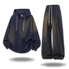 Conjunto Casual de Moletom com Gola e Calça Esportiva Estilo Americano Moderno, Novo, Tamanho Grande M-XL para Homens, Novo para Primavera e Outono
