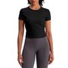 Roupa de Yoga Feminina Manga Curta Costurada Corrida Fitness Camiseta Costas Bonitas Sexys Slim Fit Curta Slim Fit Secagem Rápida Top Esportivo