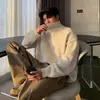 Suéter de tricô estilo americano com gola alta e botões, nova coleção outono/inverno, agasalho quente, caimento solto e relaxado, jaqueta casual para homens e mulheres