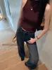 Su Xinlan/YOUMO Jeans Elegantes de Lujo Ligero Otoño Elástico en Cuatro Direcciones con Bolsillo Trasero de Solapa Ligeramente Acampanados 95199